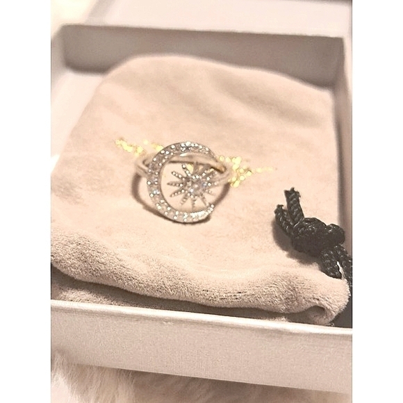 Mossiante 925 Sterling Silver Women Ring size 6 Star Moon Symbol Ring - Picture 2 of 6